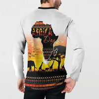 Happy Africa Day Button Sweatshirt African Safari With Map