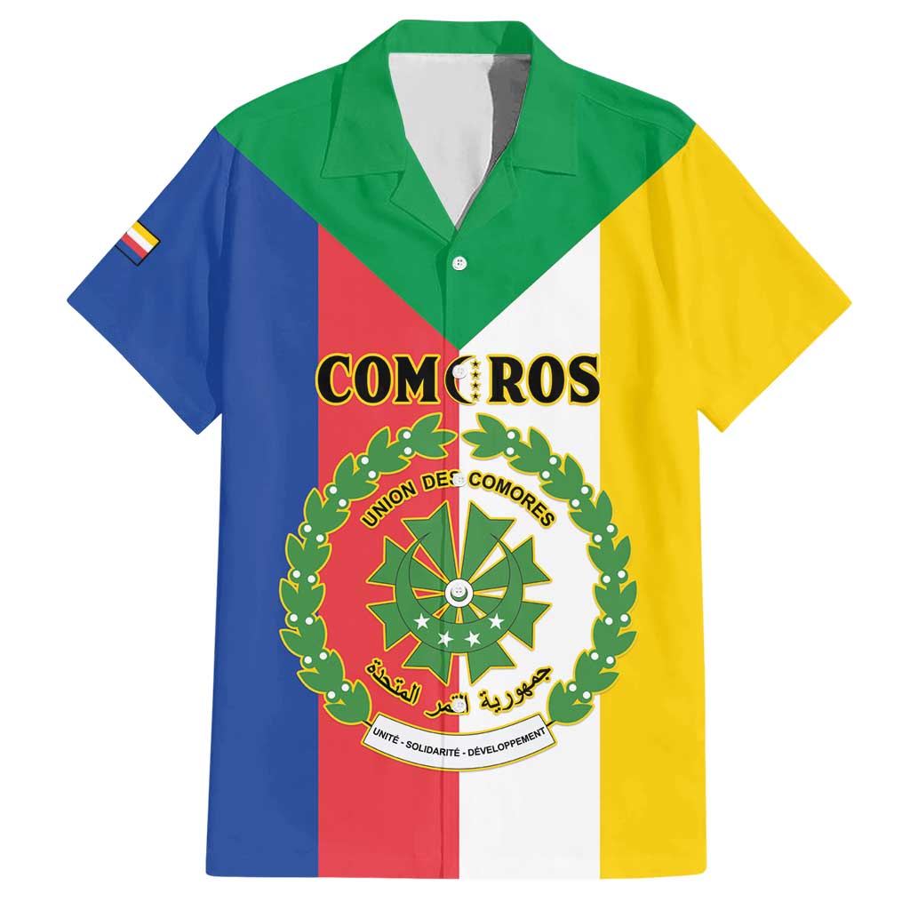 Comoros Hawaiian Shirt Coat Of Arms Flag Style