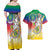 Comoros Mongoose Lemur Couples Matching Off Shoulder Maxi Dress and Hawaiian Shirt Coat Of Arms With Ylang Ylang