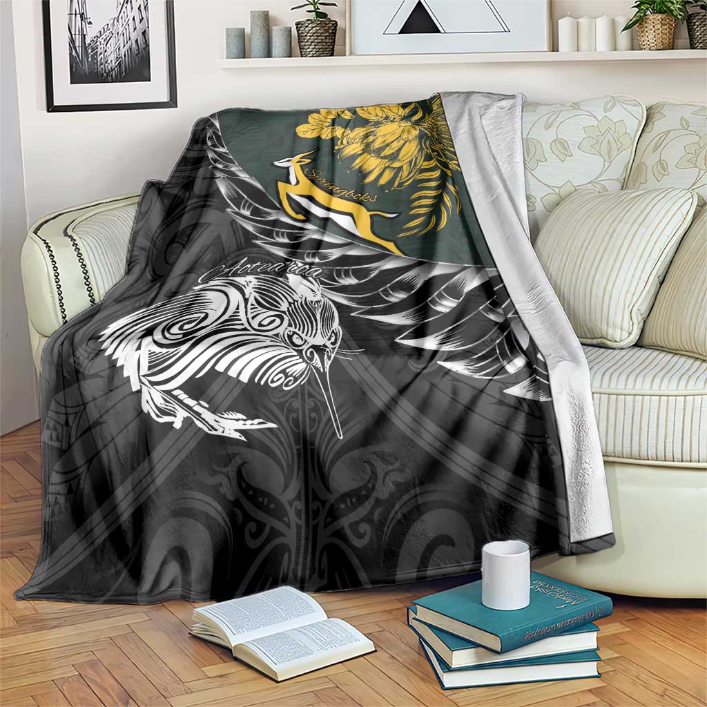 New Zealand and South Africa Rugby Blanket Maori Kiwi With Springboks