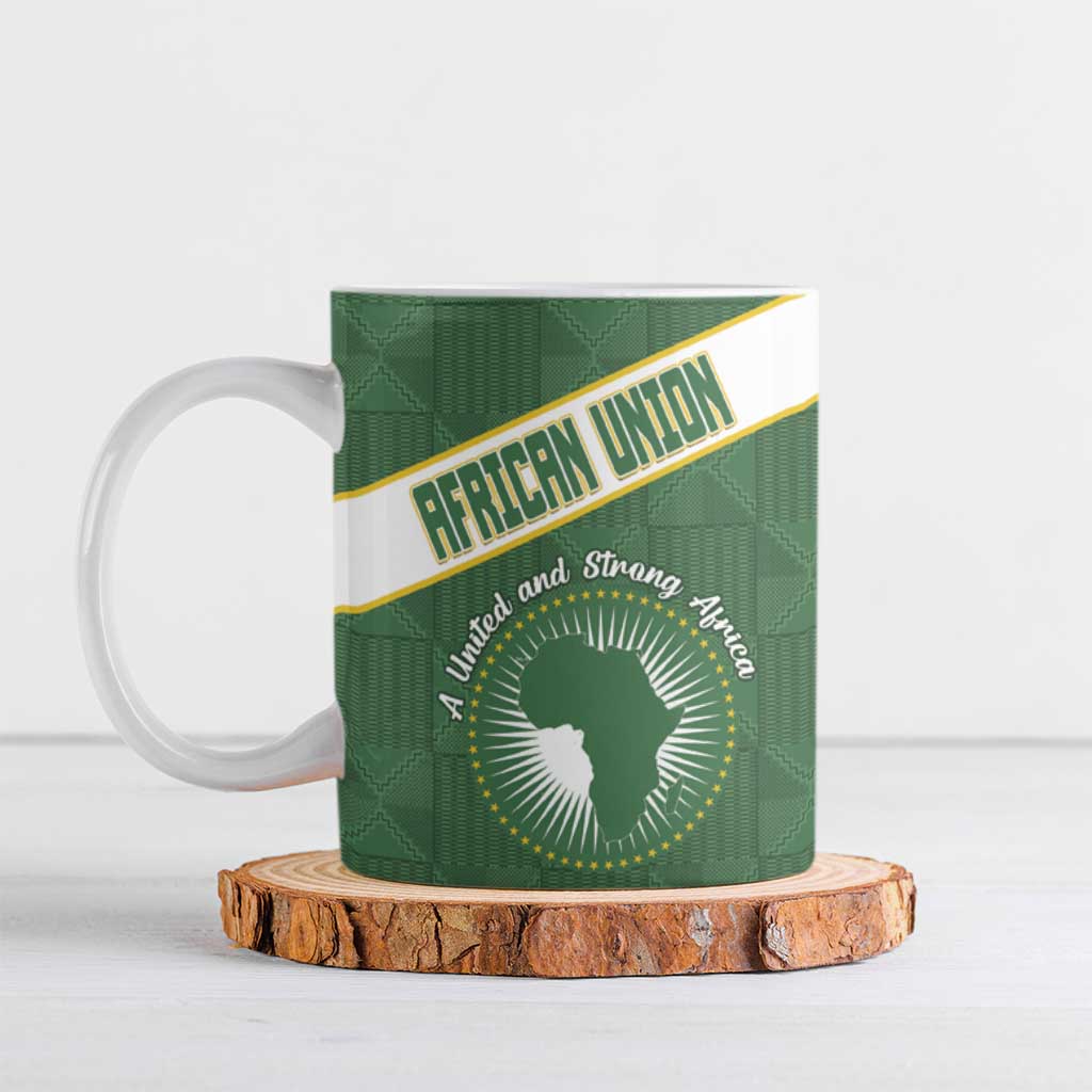Personalized African Union Day Ceramic Mug Emblem With Kente Pattern - Wonder Print Shop