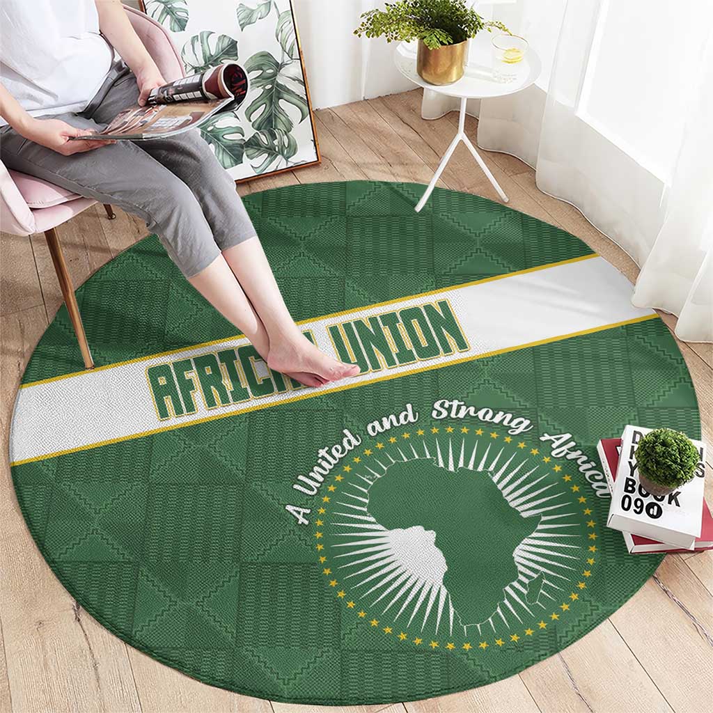 African Union Day Round Carpet Emblem With Kente Pattern - Wonder Print Shop