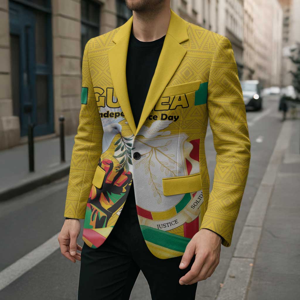Personalized Guinea Independence Day Blazer Coat Of Arms With African Pattern - Wonder Print Shop