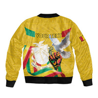 Personalized Guinea Independence Day Bomber Jacket Coat Of Arms With African Pattern - Wonder Print Shop