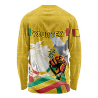 Personalized Guinea Independence Day Long Sleeve Shirt Coat Of Arms With African Pattern - Wonder Print Shop