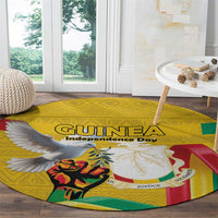 Guinea Independence Day Round Carpet Coat Of Arms With African Pattern - Wonder Print Shop