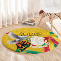 Guinea Independence Day Round Carpet Coat Of Arms With African Pattern - Wonder Print Shop