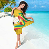Guinea Independence Day Sarong Coat Of Arms With African Pattern - Wonder Print Shop