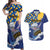 Personalised Barbados Independence Day Couples Matching Off Shoulder Maxi Dress and Hawaiian Shirt Flying Fish Flag Pattern - Wonder Print Shop