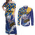 Personalised Barbados Independence Day Couples Matching Off Shoulder Maxi Dress and Long Sleeve Button Shirt Flying Fish Flag Pattern - Wonder Print Shop