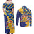 Personalised Barbados Independence Day Couples Matching Off Shoulder Maxi Dress and Long Sleeve Button Shirt Flying Fish Flag Pattern - Wonder Print Shop