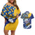 Personalised Barbados Independence Day Couples Matching Off Shoulder Short Dress and Hawaiian Shirt Flying Fish Flag Pattern - Wonder Print Shop