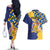 Personalised Barbados Independence Day Couples Matching Off The Shoulder Long Sleeve Dress and Hawaiian Shirt Flying Fish Flag Pattern - Wonder Print Shop