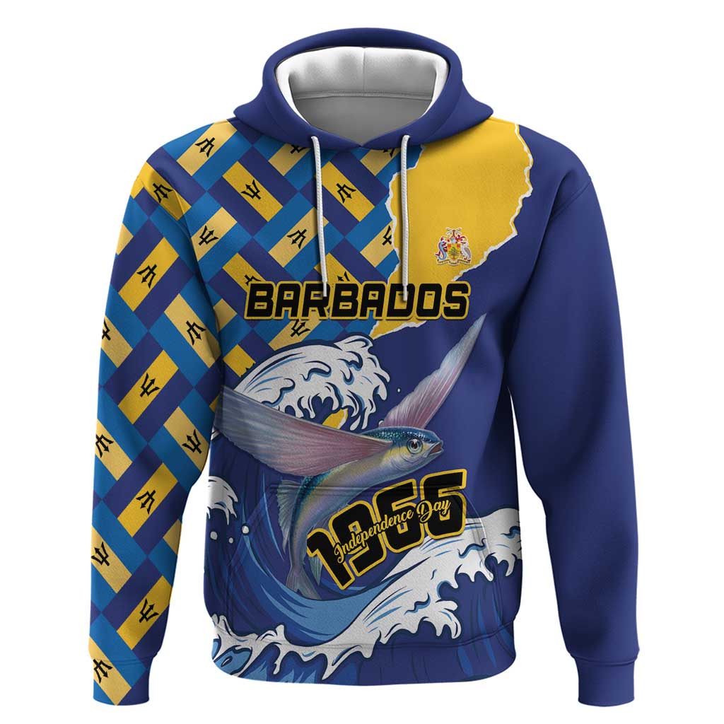 Personalised Barbados Independence Day Hoodie Flying Fish Flag Pattern - Wonder Print Shop