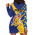 Personalised Barbados Independence Day Hoodie Dress Flying Fish Flag Pattern - Wonder Print Shop