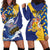 Personalised Barbados Independence Day Hoodie Dress Flying Fish Flag Pattern - Wonder Print Shop