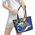 Personalised Barbados Independence Day Leather Tote Bag Flying Fish Flag Pattern