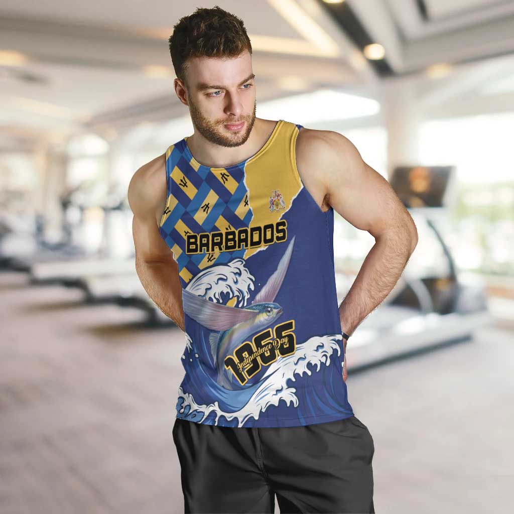 Personalised Barbados Independence Day Men Tank Top Flying Fish Flag Pattern - Wonder Print Shop