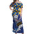 Personalised Barbados Independence Day Off Shoulder Maxi Dress Flying Fish Flag Pattern - Wonder Print Shop