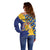 Personalised Barbados Independence Day Off Shoulder Sweater Flying Fish Flag Pattern - Wonder Print Shop