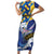 Personalised Barbados Independence Day Short Sleeve Bodycon Dress Flying Fish Flag Pattern - Wonder Print Shop