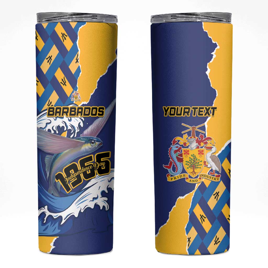 Personalised Barbados Independence Day Skinny Tumbler Flying Fish Flag Pattern - Wonder Print Shop