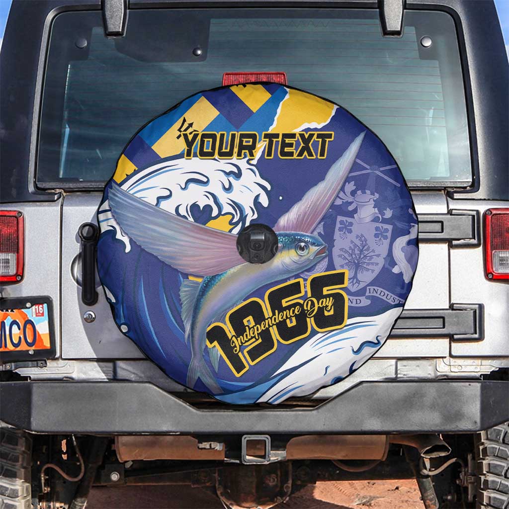 Personalised Barbados Independence Day Spare Tire Cover Flying Fish Flag Pattern - Wonder Print Shop