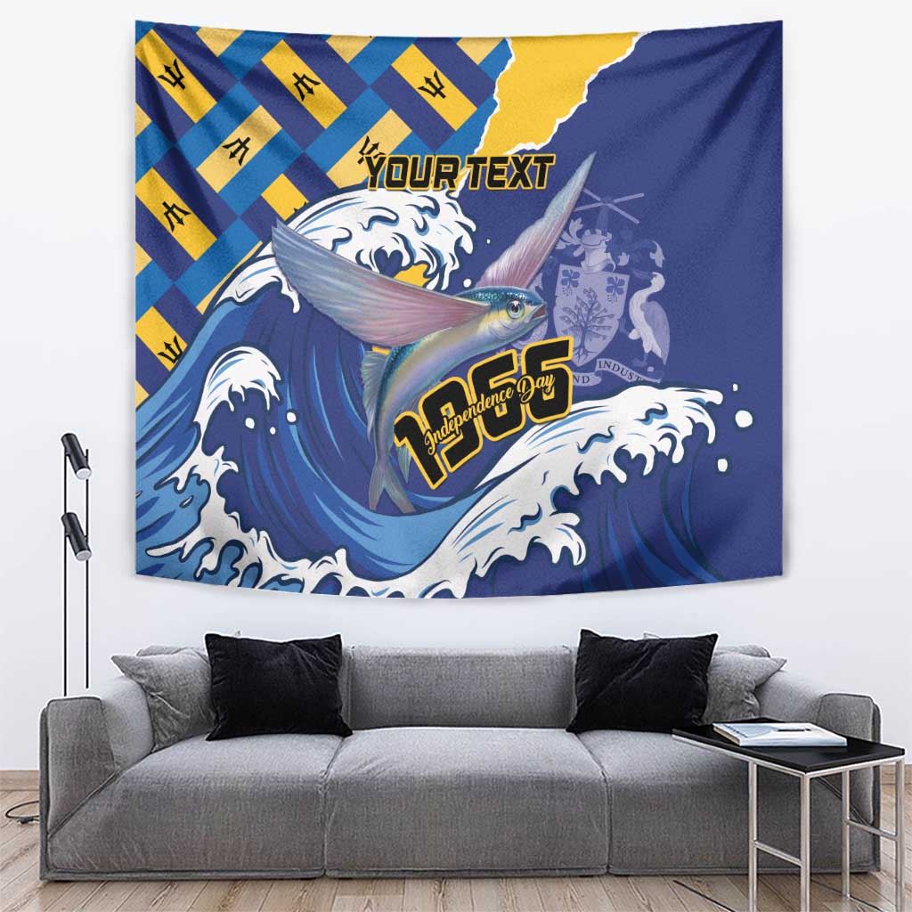 Personalised Barbados Independence Day Tapestry Flying Fish Flag Pattern