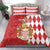 Monaco National Day Bedding Set Coat Of Arms Mix Red Carnation Pattern - Wonder Print Shop