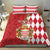 Monaco National Day Bedding Set Coat Of Arms Mix Red Carnation Pattern - Wonder Print Shop