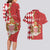 Monaco National Day Couples Matching Long Sleeve Bodycon Dress and Hawaiian Shirt Coat Of Arms Mix Red Carnation Pattern - Wonder Print Shop