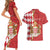 Monaco National Day Couples Matching Short Sleeve Bodycon Dress and Hawaiian Shirt Coat Of Arms Mix Red Carnation Pattern - Wonder Print Shop