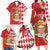 Monaco National Day Family Matching Long Sleeve Bodycon Dress and Hawaiian Shirt Coat Of Arms Mix Red Carnation Pattern - Wonder Print Shop