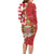 Monaco National Day Family Matching Long Sleeve Bodycon Dress and Hawaiian Shirt Coat Of Arms Mix Red Carnation Pattern - Wonder Print Shop