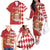 Monaco National Day Family Matching Off The Shoulder Long Sleeve Dress and Hawaiian Shirt Coat Of Arms Mix Red Carnation Pattern - Wonder Print Shop