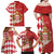 Monaco National Day Family Matching Off Shoulder Maxi Dress and Hawaiian Shirt Coat Of Arms Mix Red Carnation Pattern - Wonder Print Shop