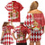 Monaco National Day Family Matching Off Shoulder Short Dress and Hawaiian Shirt Coat Of Arms Mix Red Carnation Pattern - Wonder Print Shop