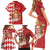 Monaco National Day Family Matching Short Sleeve Bodycon Dress and Hawaiian Shirt Coat Of Arms Mix Red Carnation Pattern - Wonder Print Shop