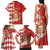 Monaco National Day Family Matching Tank Maxi Dress and Hawaiian Shirt Coat Of Arms Mix Red Carnation Pattern - Wonder Print Shop