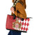 Monaco National Day Leather Tote Bag Coat Of Arms Mix Red Carnation Pattern - Wonder Print Shop