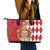 Monaco National Day Leather Tote Bag Coat Of Arms Mix Red Carnation Pattern - Wonder Print Shop