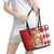 Monaco National Day Leather Tote Bag Coat Of Arms Mix Red Carnation Pattern - Wonder Print Shop