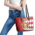 Monaco National Day Leather Tote Bag Coat Of Arms Mix Red Carnation Pattern - Wonder Print Shop