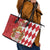 Monaco National Day Leather Tote Bag Coat Of Arms Mix Red Carnation Pattern - Wonder Print Shop