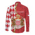 Monaco National Day Long Sleeve Button Shirt Coat Of Arms Mix Red Carnation Pattern - Wonder Print Shop