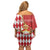 Monaco National Day Off Shoulder Short Dress Coat Of Arms Mix Red Carnation Pattern - Wonder Print Shop