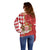 Monaco National Day Off Shoulder Sweater Coat Of Arms Mix Red Carnation Pattern - Wonder Print Shop