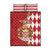 Monaco National Day Quilt Bed Set Coat Of Arms Mix Red Carnation Pattern - Wonder Print Shop