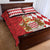 Monaco National Day Quilt Bed Set Coat Of Arms Mix Red Carnation Pattern - Wonder Print Shop