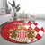 Monaco National Day Round Carpet Coat Of Arms Mix Red Carnation Pattern